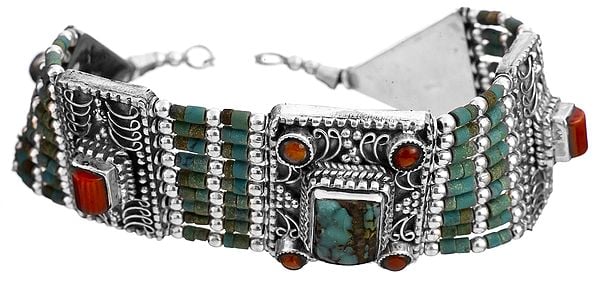 Coral and Turquoise Bracelet