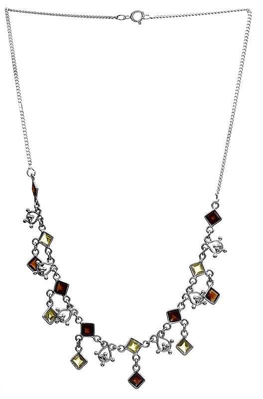 Faceted Garnet and Peridot Necklace