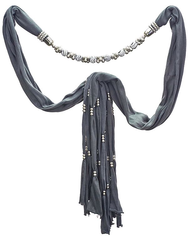 Scarf Necklace with Beaded Stones