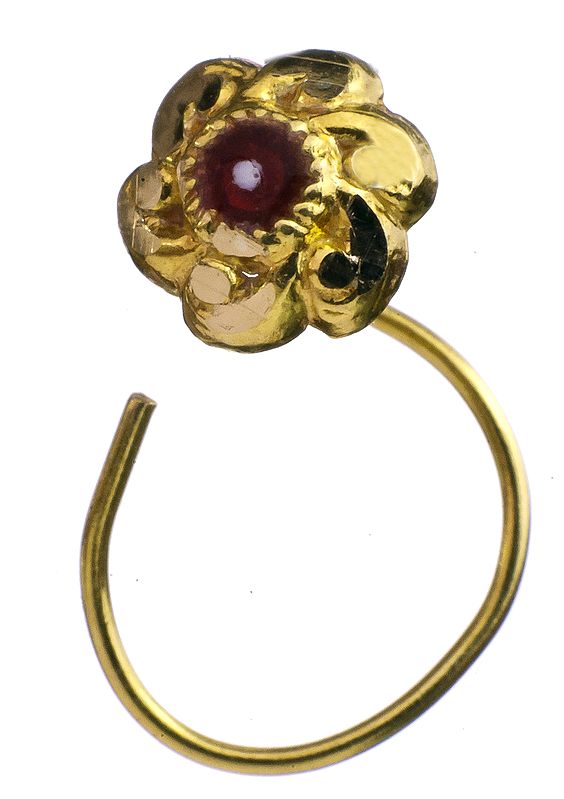 Flower Nose Ring with Meenakari