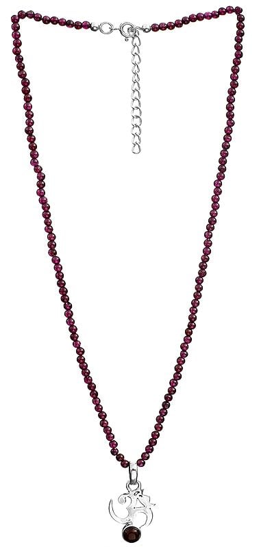 OM (AUM) Garnet Necklace