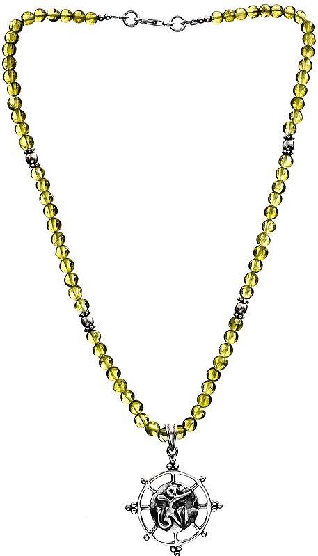 Peridot Tibetan OM (AUM) Necklace