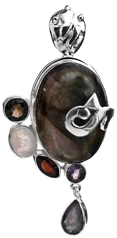 Four Gems Pendant (Labradorite, Smoky Quartz, Garnet and Amethyst)
