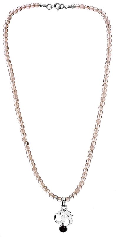 Rose Quartz OM (AUM) Necklace