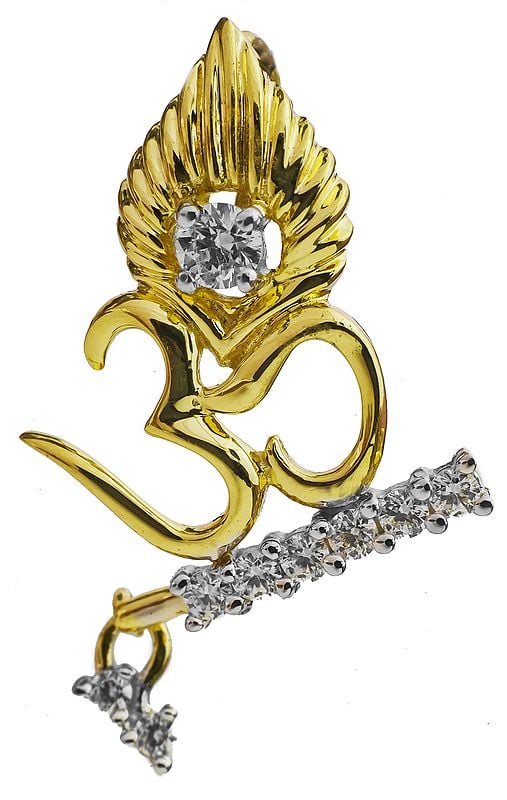 OM (AUM) Pendant with Krishna's Flute and Peacock Feather