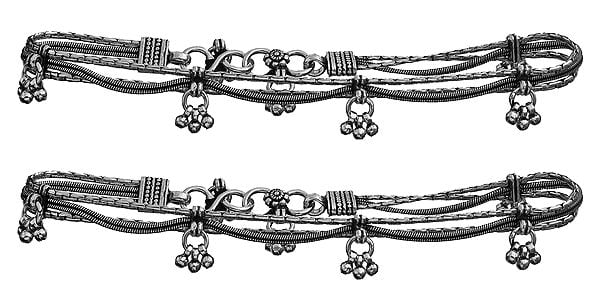 Sterling Silver Anklets with Ghungroos (Price Per Pair)