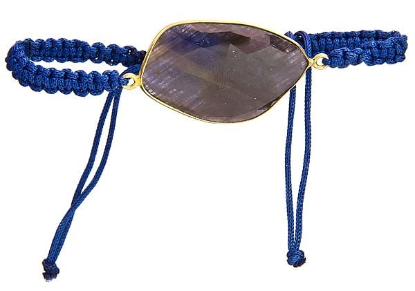 Faceted Iolite Gold Plated Cord Bracelet