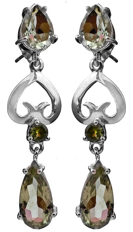 Faceted Green Amethyst and Peridot Earrings