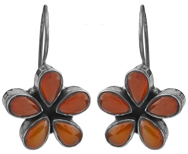 Carnelian Flower Earrings