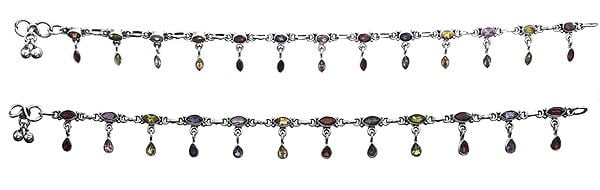 Faceted Gemstone Anklets (Price Per Pair)
