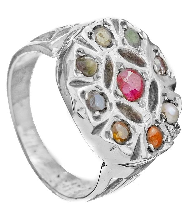 Natural Navaratna Ring | Sterling Silver Jewelry
