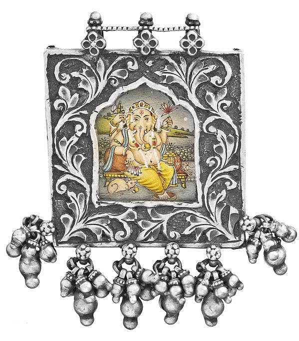 Lord Ganesha Portrait Pendant with Charms