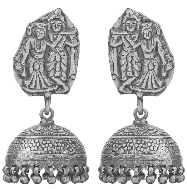 Radha-Krishna Antiquated Jhumka Earrings