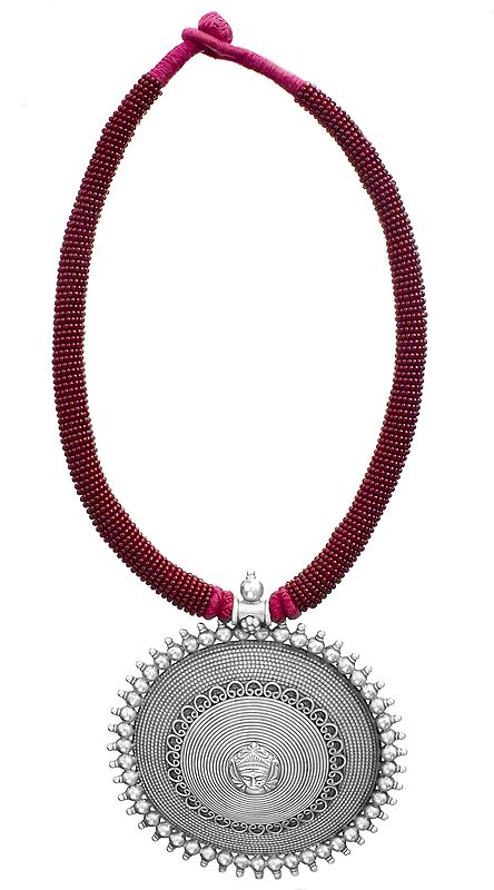Goddess Durga Garnet Beaded Bunch Necklace