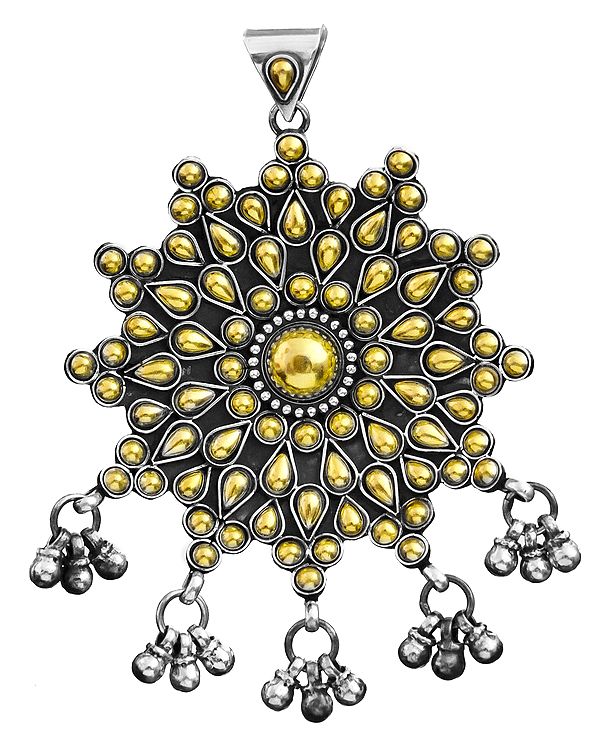 Sterling Gold Plated Flower Pendant with Charms