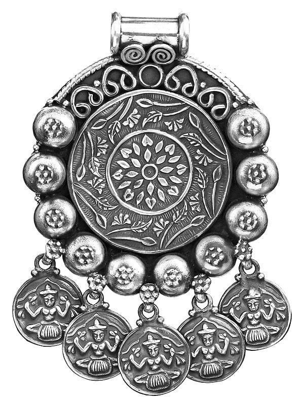Sterling Flower Pendant with Goddess Lakshmi Charms