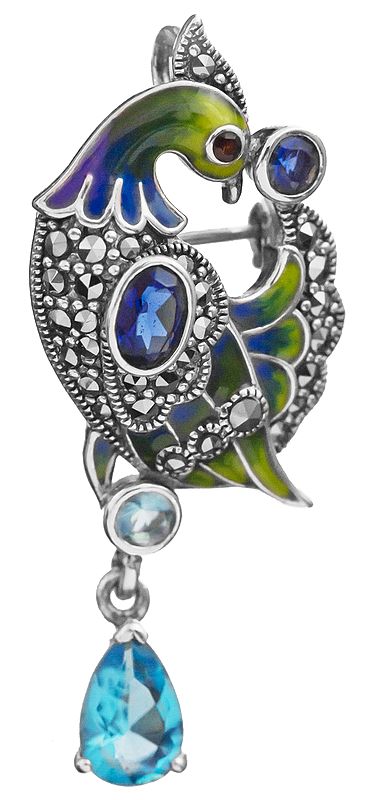 Peacock Brooch Cum Pendant with Sapphire and BT