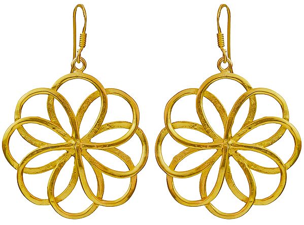 Sterling Gold Plated Lattice Flower Earrings