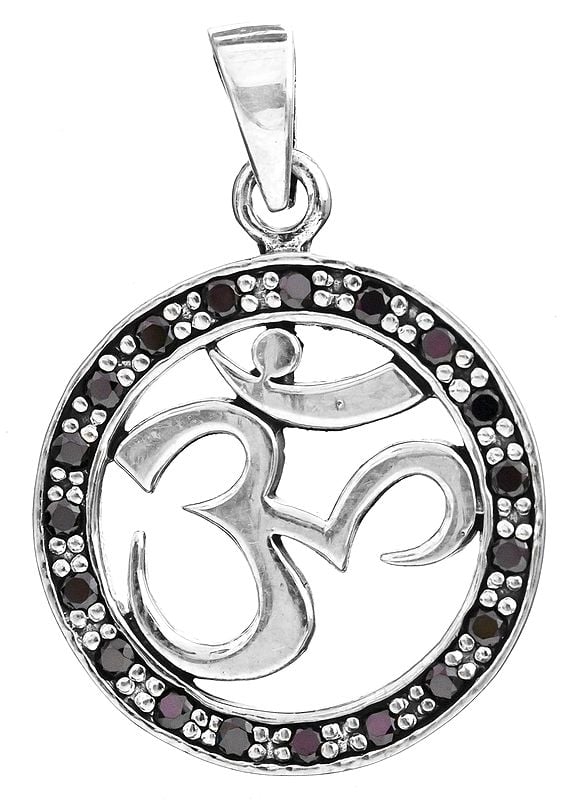 Sterling OM (AUM) Pendant with Faceted Gems