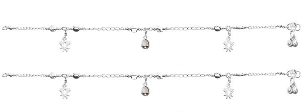 Sterling Anklets with Smoky Quartz (Price Per Pair)