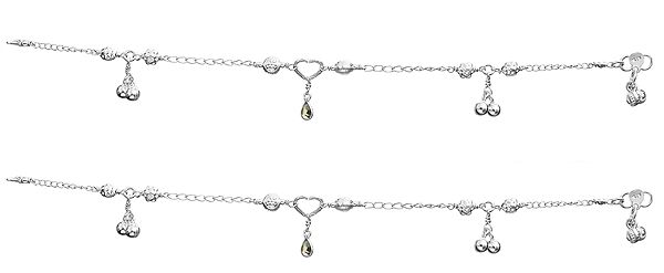 Anklets with Heart-Shape Bead and Peridot (Price Per Pair)