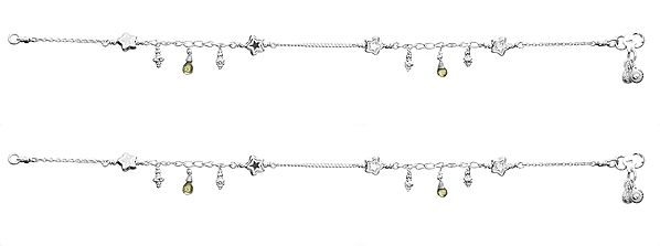 Faceted Peridot Anklets with Stars (Price Per Pair)