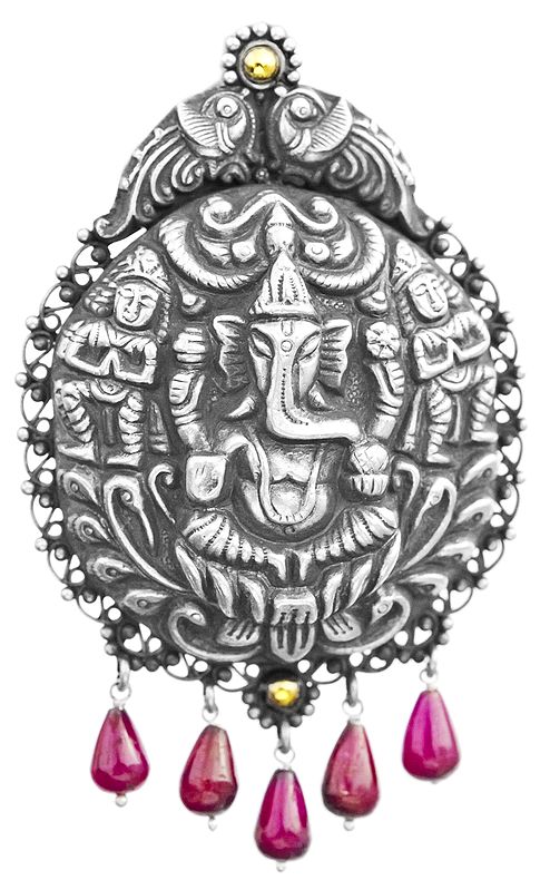 Lord Ganesha Pendant with Ruby (South Indian Temple Jewelry)