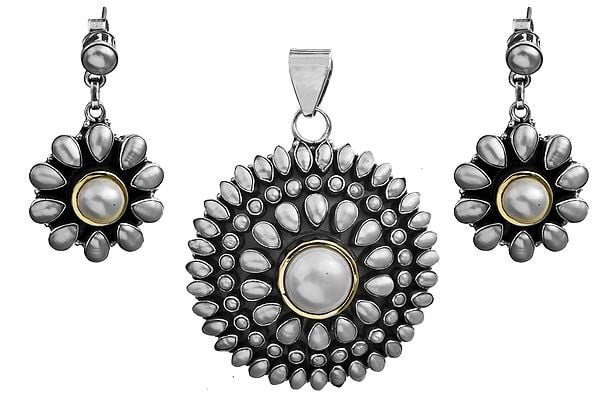 Pearl Sunflower Pendant -Sterling Silver