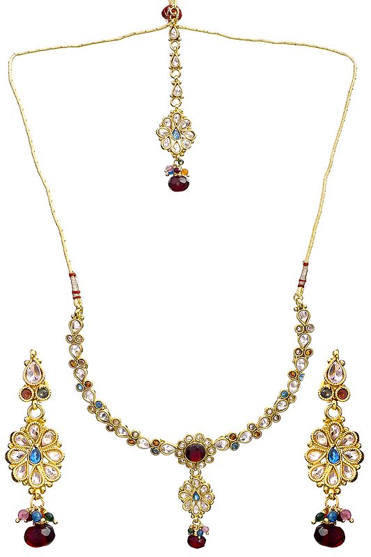 Multi-Color Necklace Set with Mang Tika