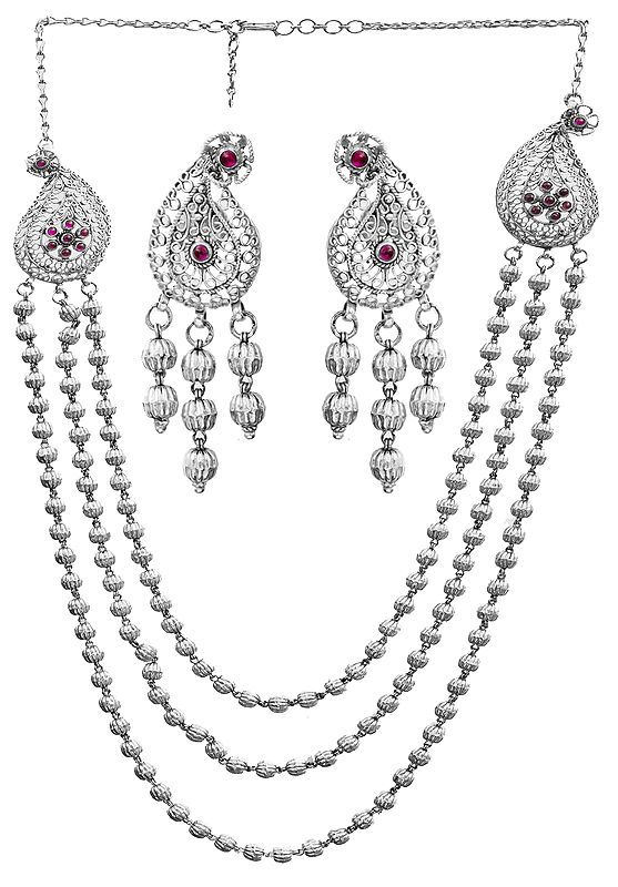 Paisley Necklace Set with Filigree (South Indian Temple Jewelry)