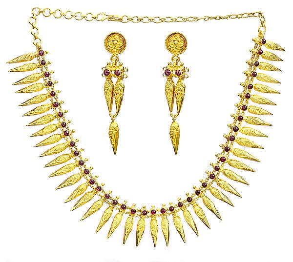 Marriage Necklace Known as Thali with Earrings (South Indian Temple Jewelry)
