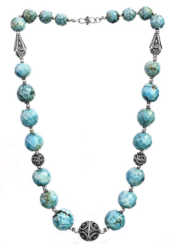 Faceted Turquoise Fine Beaded Necklace
