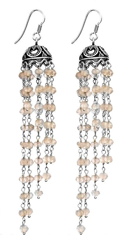 Rose Quartz Umbrella Chandeliers Earrings