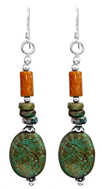 Turquoise Earrings with Coral