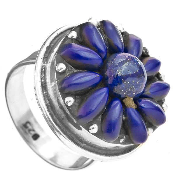 Lapis Lazuli Flower Ring