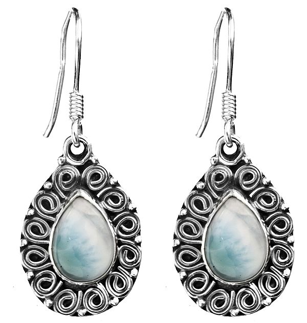 Larimar Earrings with Spiral