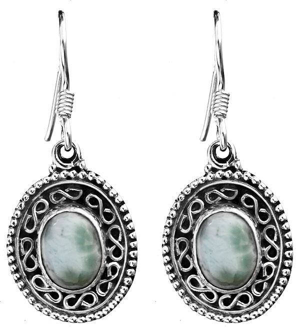 Larimar Oval Earrings | Sterling Silver Jewelry
