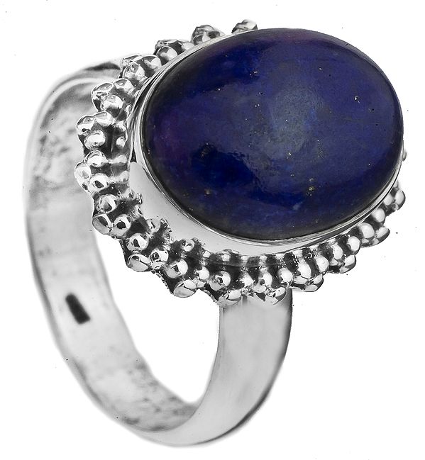 Lapis Lazuli Oval Ring with Granulation
