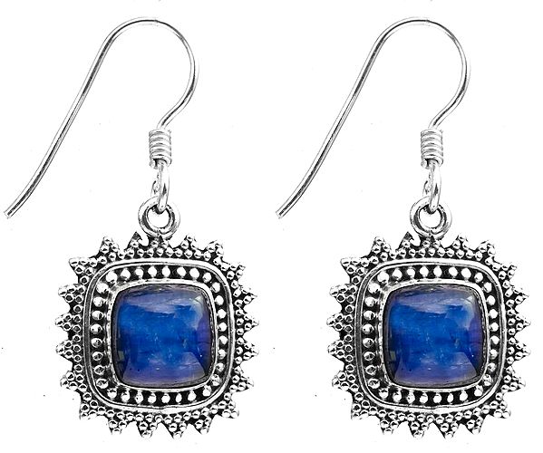 Kyanite Square Earrings with Granulation