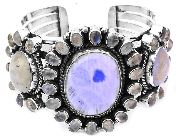 Rainbow Moonstone Cuff Bracelet