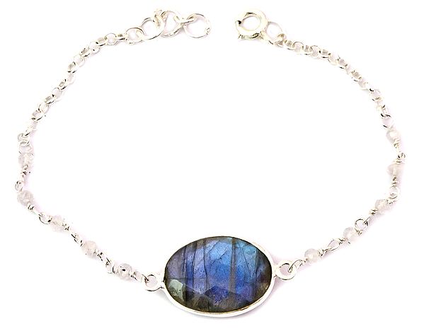 Faceted Labradorite Bracelet with Rainbow Moonstone