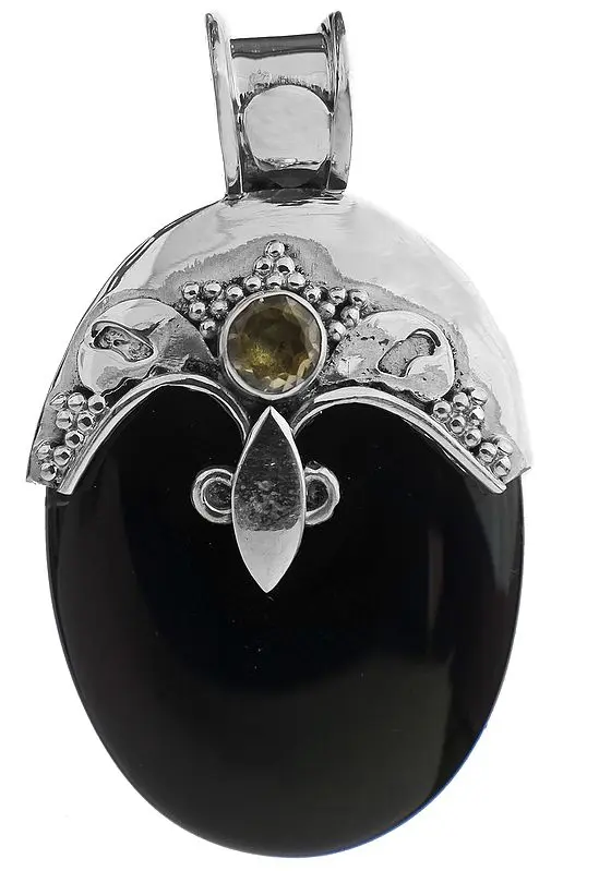 Black Onyx Pendant with Citrine