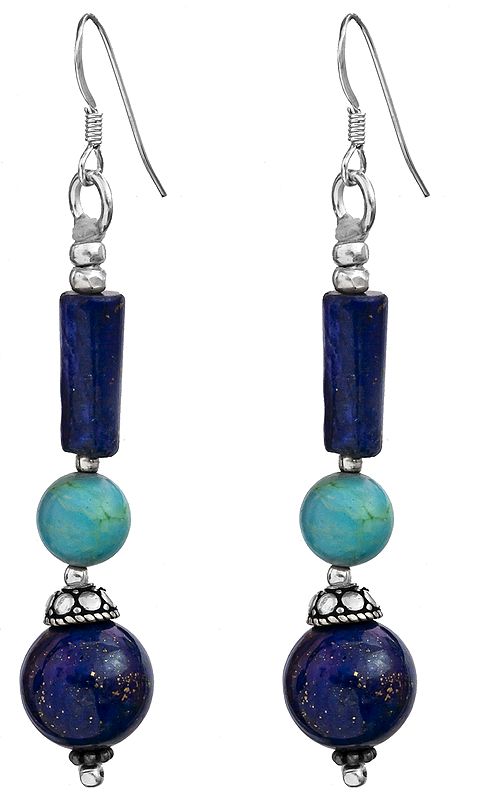 Twin Lapis Lazuli Earrings with Turquoise
