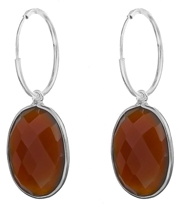 Oval Earrings with Gemstones