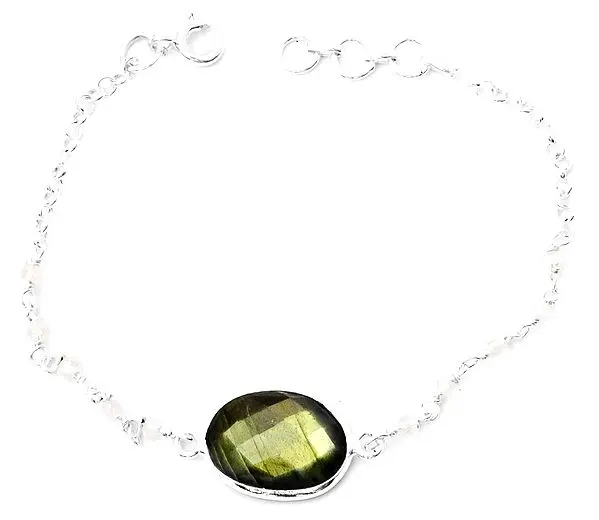 Rainbow Moonstone Beaded Bracelet with Gems