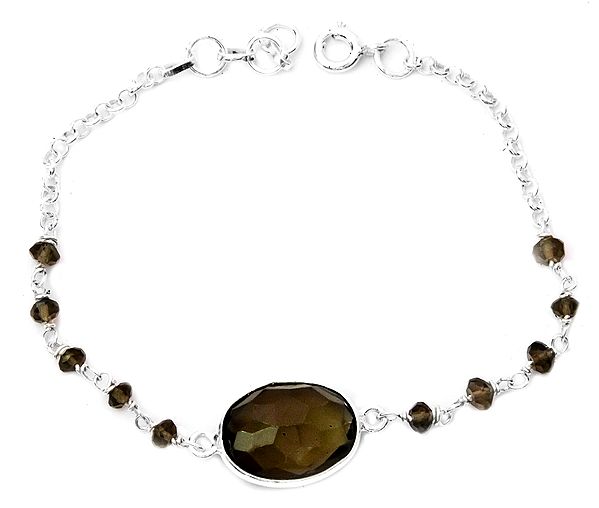 Smoky Quartz Beaded Bracelet with Gems