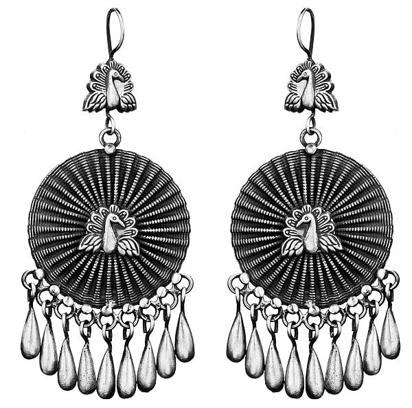 Twin Peacock Earrings with Dangles