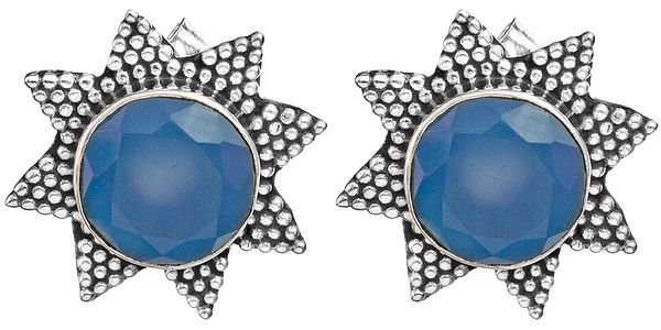 Faceted Blue Chalcedony Star Tops