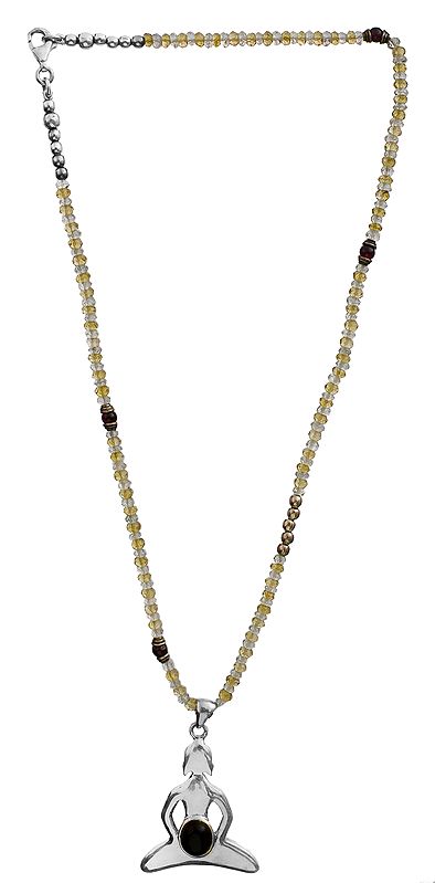 Yogi Chakra Necklace with Gems (Citrine, Rainbow Moonstone, Garnet and Black Onyx)