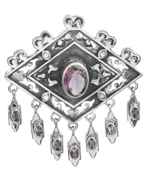 Faceted Amethyst Pendant with Dangles